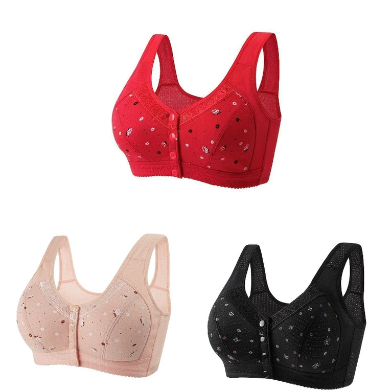 Front-Closure Seamless Bra Set – Wireless Sexy Lace Support