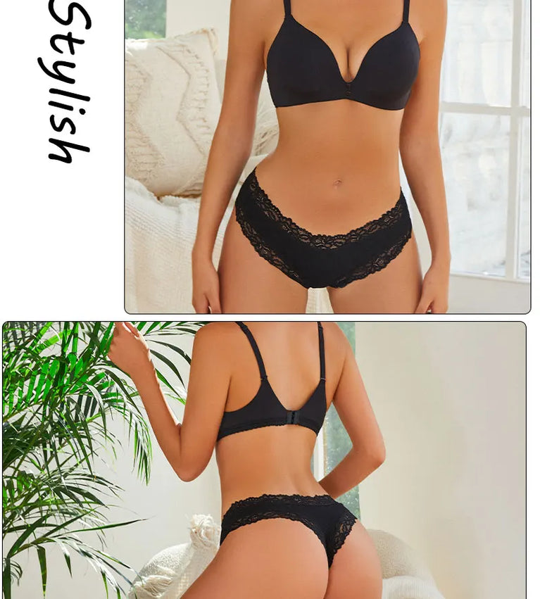 Lace-Trim Cotton Bikini – Low-Rise Comfort Knickers