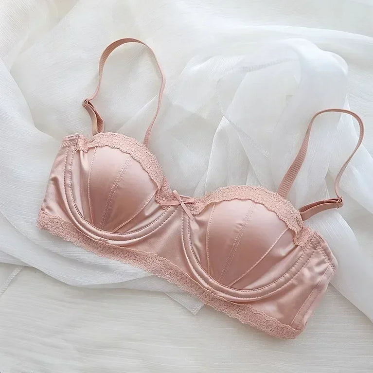 Luxury Satin Deep V Bra | Soft Steel-Free Push-Up Lingerie