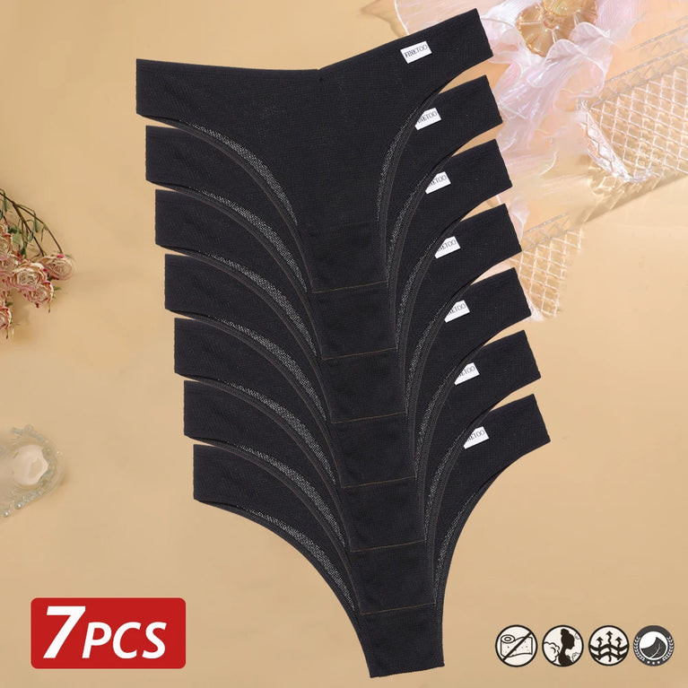 7pc Waffle Cotton Briefs | Sexy V-Waist Brazilian Set