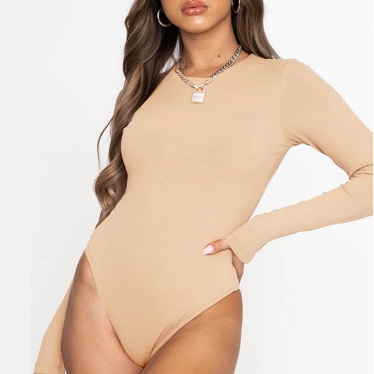 High-Stretch Long Sleeve Bodysuit | All-Season Bodycon Jumpsuit
