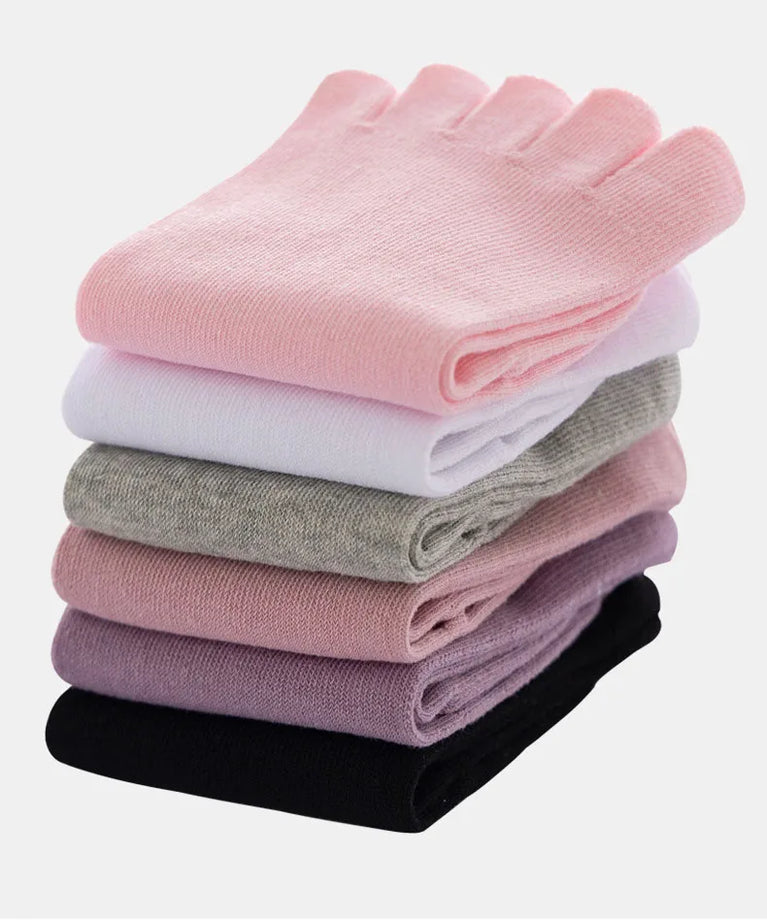 Women Cotton Five Toe Breathable Middle Tube Casual Socks