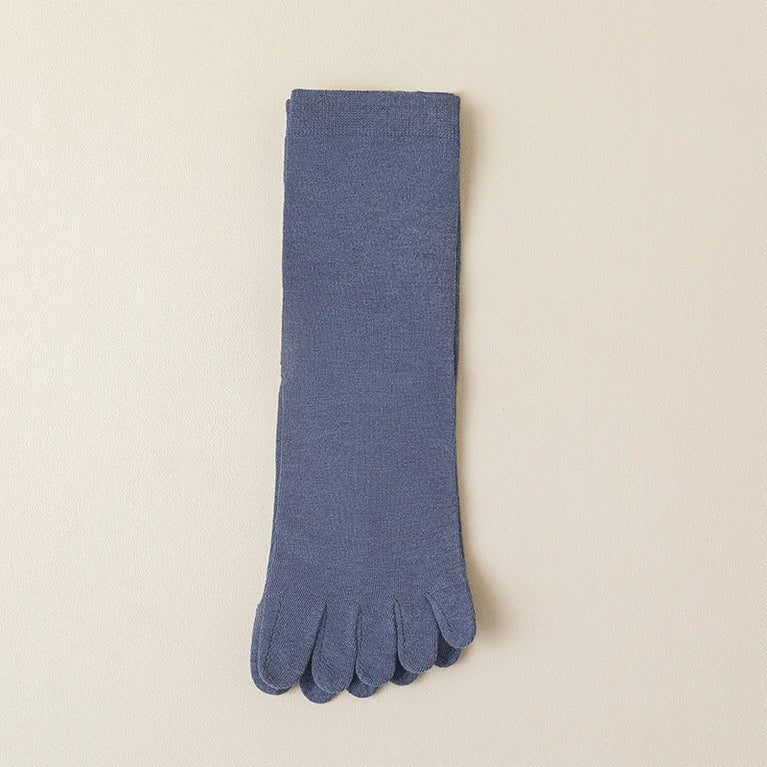 Women Cotton Five Toe Breathable Middle Tube Casual Socks