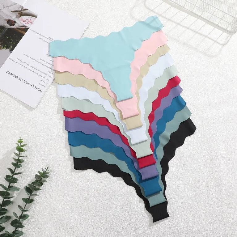 4pc Ice Silk Thongs | Seamless Wave Edge G-Strings