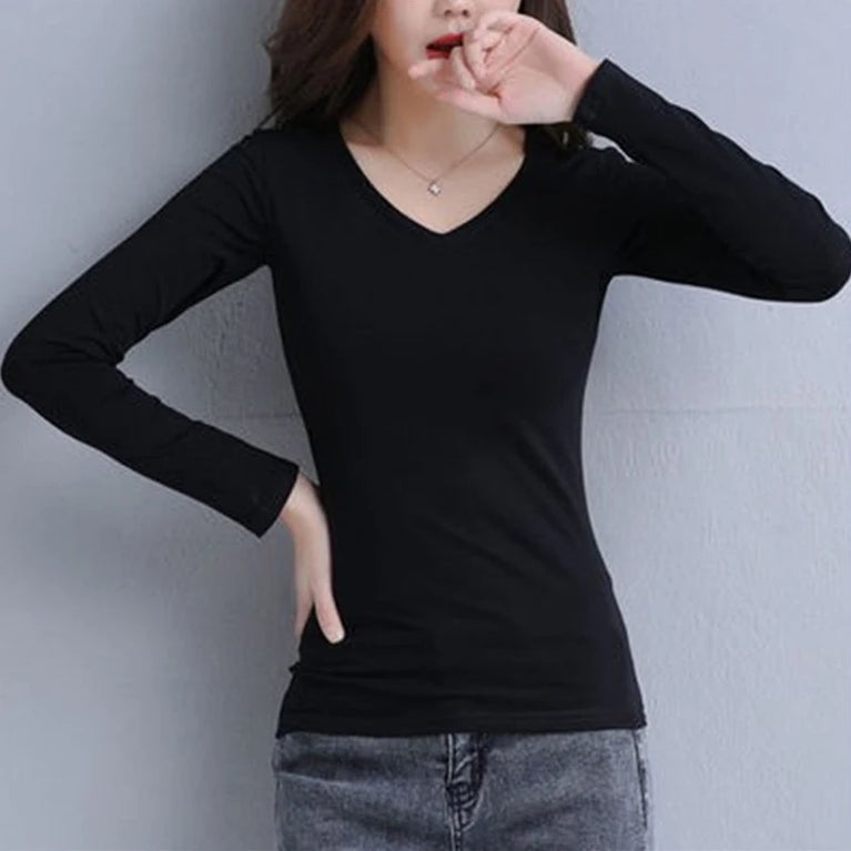 2-Pack Women’s V-Neck Thermal Tops | Slim-Fit Autumn Layer