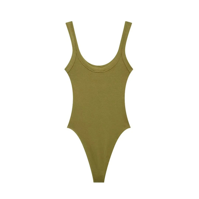 Ribbed Backless Bodysuit | Sexy O-Neck Snap Playsuit