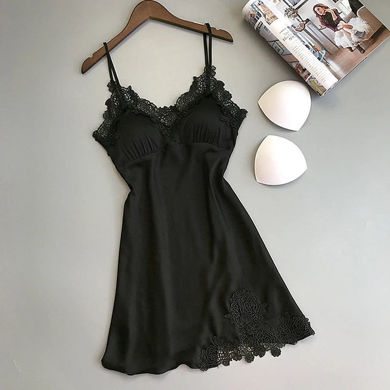 Women’s Sexy Lace Nightdress | Silk-Touch Robe & Briefs Set