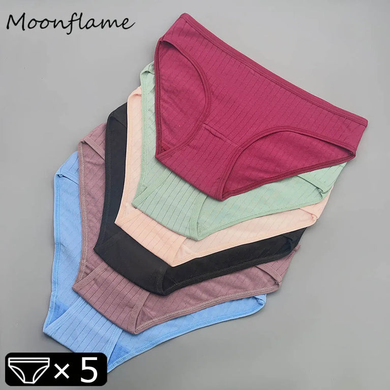 5pc Cotton Bikini Thongs | Low-Waist Brazilian Set
