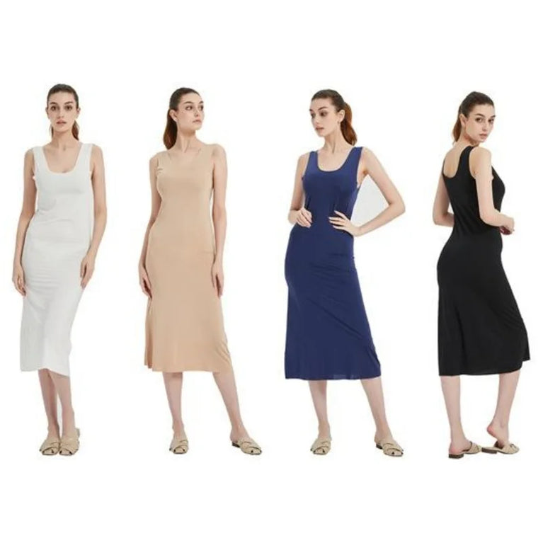 Long Ice Silk Midi Slip | Plus Size Seamless Underdress