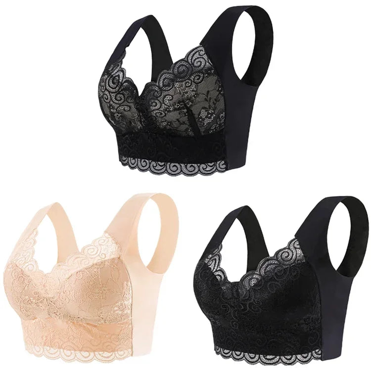 Ice Silk Seamless Lace Bralette | Wire-Free Vest Support