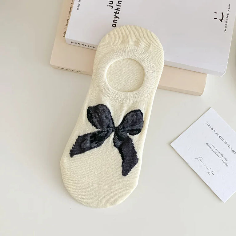 Women’s Invisible Boat Socks Non-Slip Bow Ankle Sock Slippers