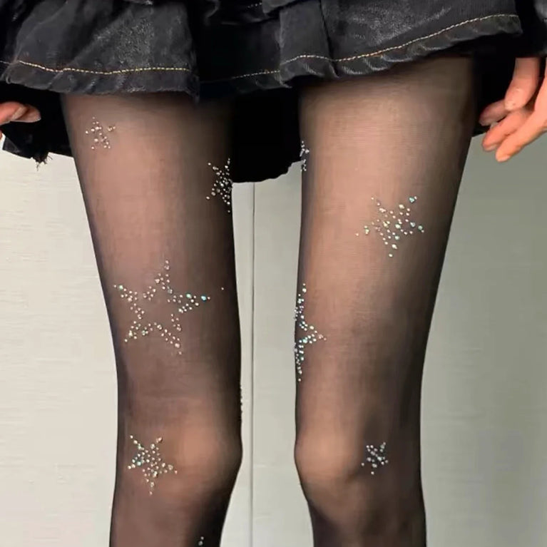 Sparkly Rhinestone Fishnet Stockings Sexy Glitter Pantyhose