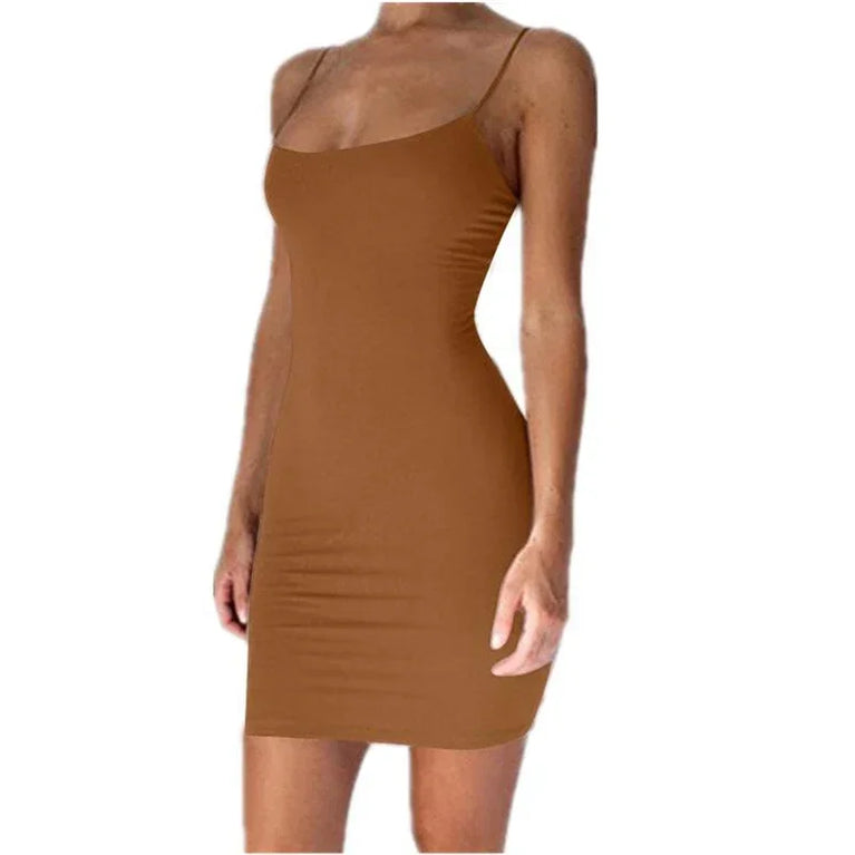 Sexy Spaghetti Strap Mini Bodycon Slip Dress Summer Club Outfit