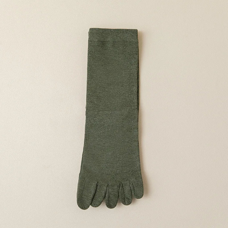 Women Cotton Five Toe Breathable Middle Tube Casual Socks
