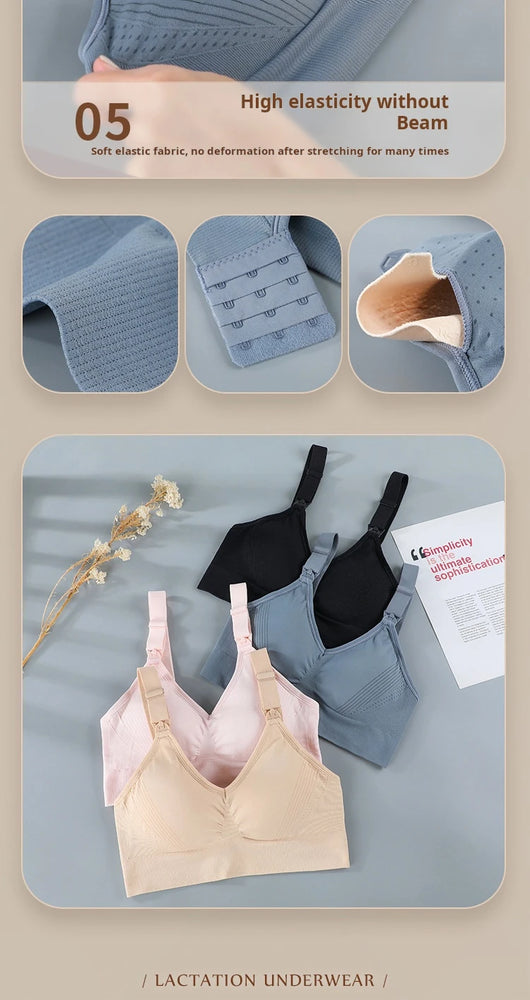 Seamless Maternity Nursing Bra – Wireless Push-Up Comfort