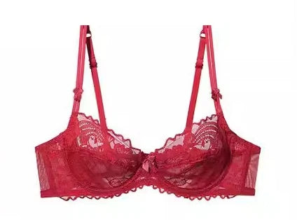 French Gathering Lace Bra Set | Seamless Purple & White Duo
