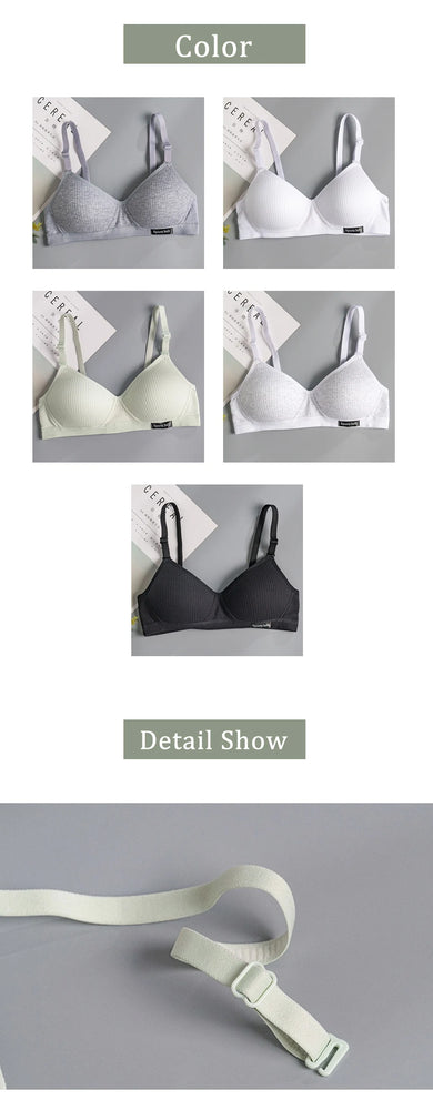Cotton Wireless Bra – Seamless V-Shape Gathering for AB Cups