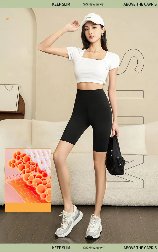 Summer Shark Biker Shorts | High-Waist Performance Knee Leggings