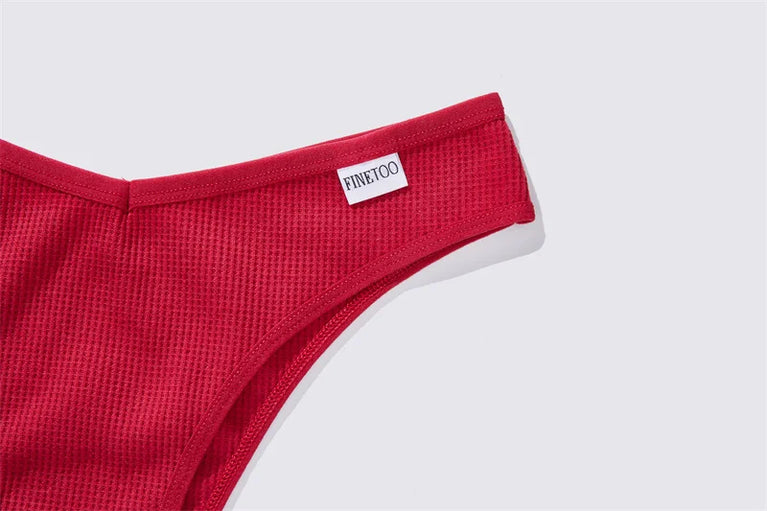7pc Waffle Cotton Briefs | Sexy V-Waist Brazilian Set