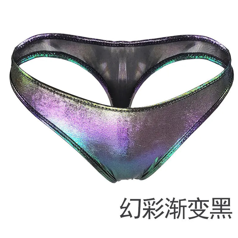 Glossy Gradient Bikini Thongs – Low-Rise Vibrant Swim & Beach G-Strings