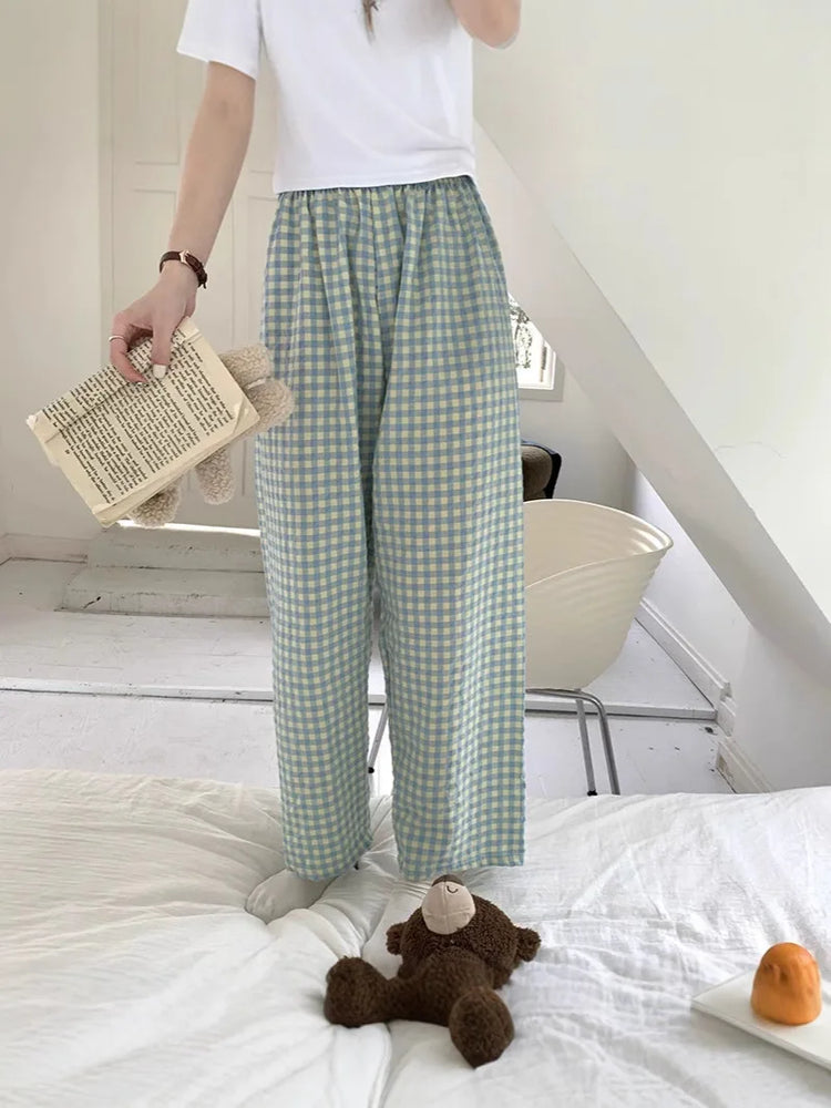 Loose Plaid Pajama Pants | Thin Summer Home Trousers