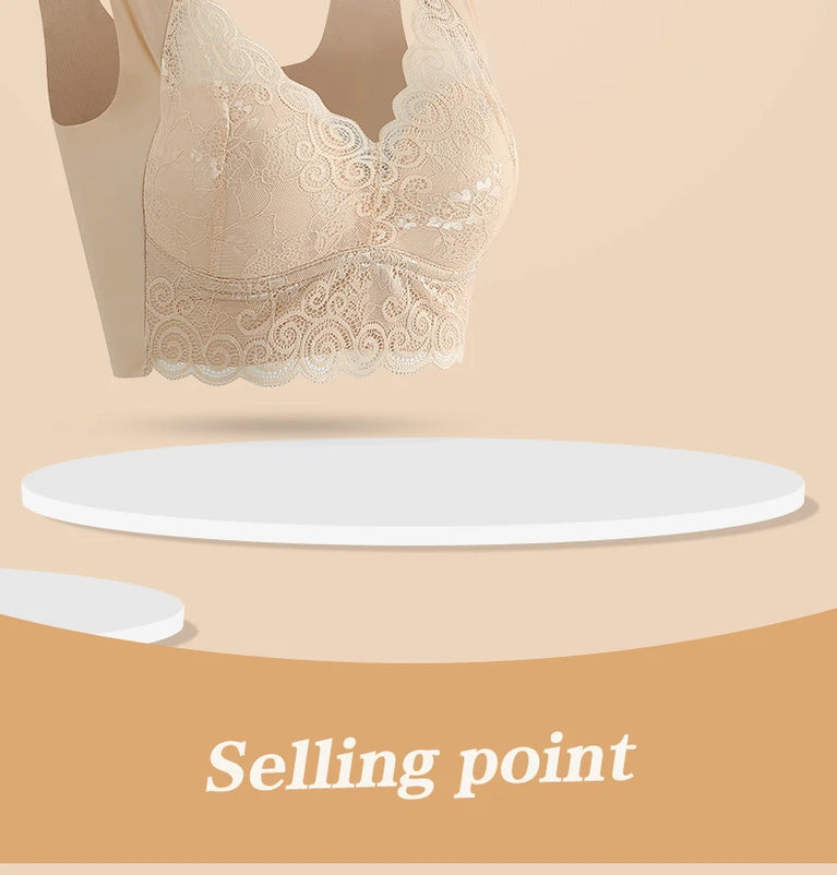 Seamless Lace Bra | Wireless Full-Cup Push-Up