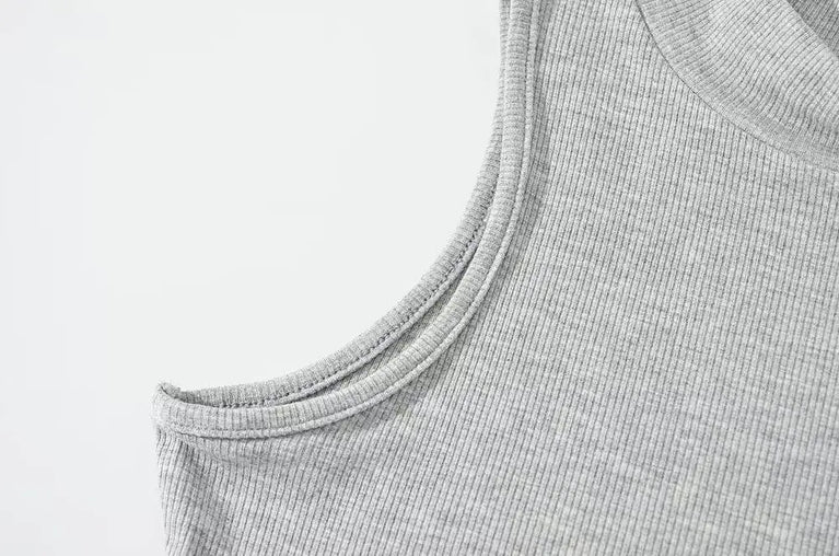 Turtleneck Sleeveless Knit Bodysuit | Summer Y2K High-Stretch Slim Fit