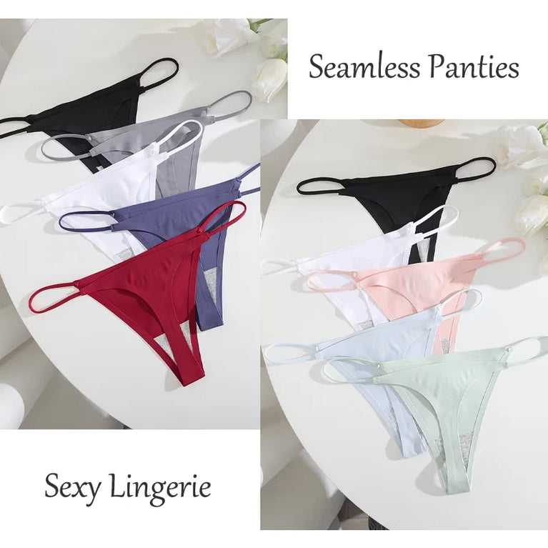 7-Pcs Traceless Ice Silk Thongs – Ultra-Thin Breathable Low-Rise G-String Set for Women