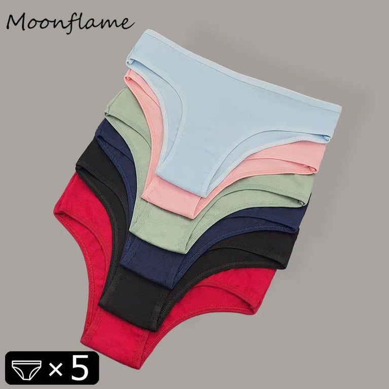 5pc Cotton Bikini Thongs | Low-Waist Brazilian Set