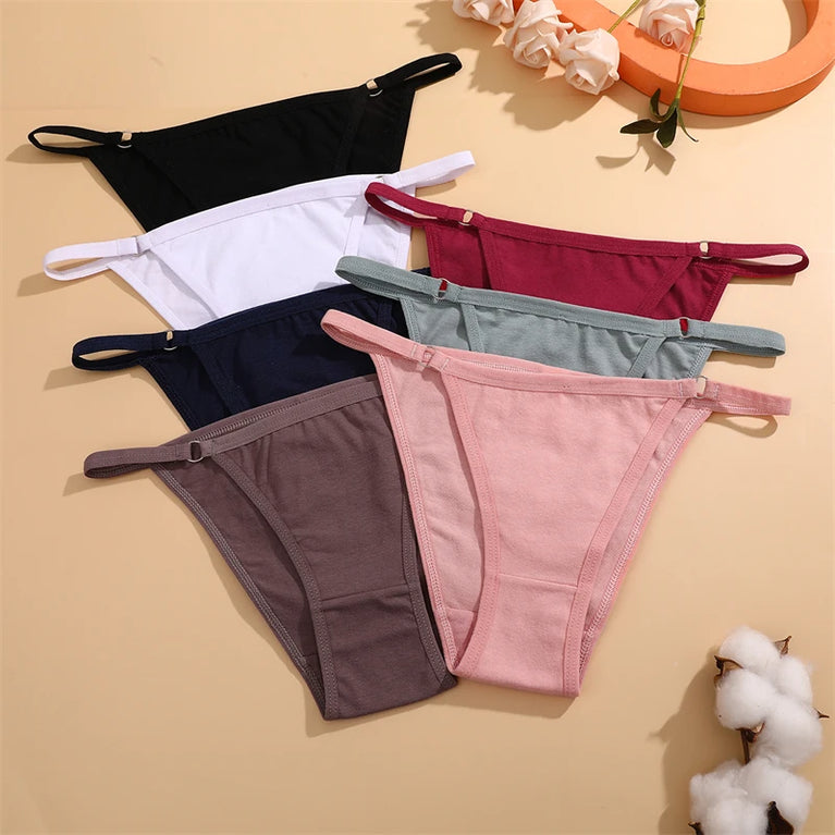 4pc Cotton Briefs | Sexy Metal Ring Low-Waist Set