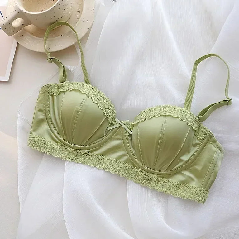 Luxury Satin Deep V Bra | Soft Steel-Free Push-Up Lingerie