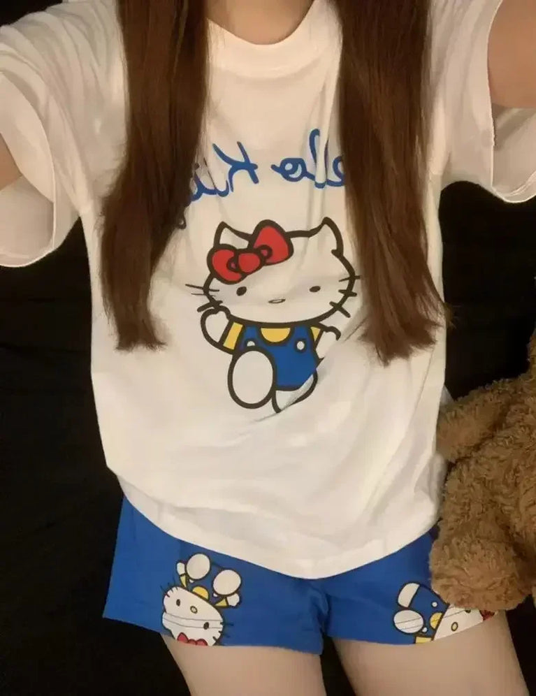 Hello Kitty Summer Pajama Set | Cute Cartoon Short-Sleeve  Specifications