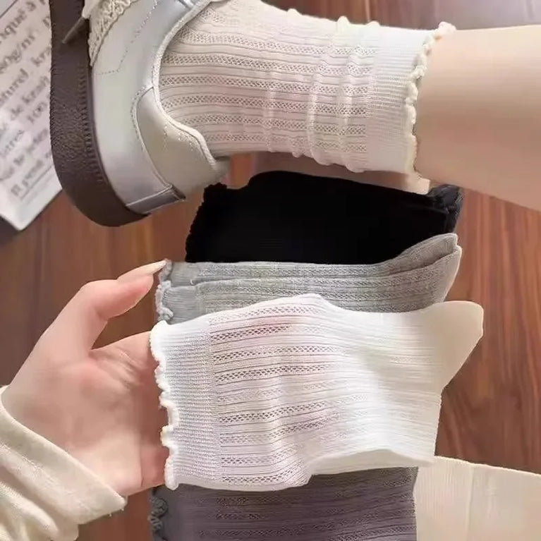Women Hollow Out Loose Cotton Socks Breathable Summer Style