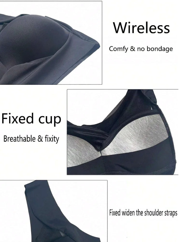 Seamless Lace Sport Bra – Wireless Push-Up Comfort