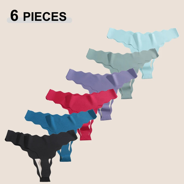6pc Ice Silk Thongs | Traceless Wave Edge G-Strings
