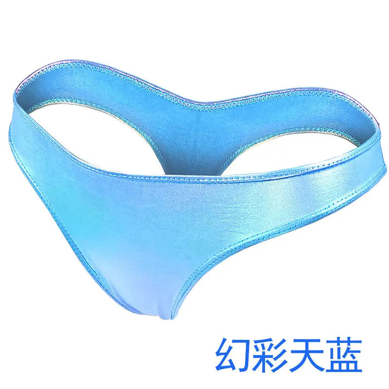 Glossy Gradient Bikini Thongs – Low-Rise Vibrant Swim & Beach G-Strings