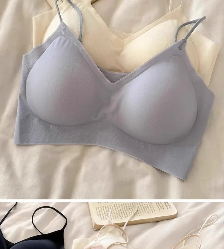 Summer V-Neck Seamless Bralette | Gathered No-Trace Comfort