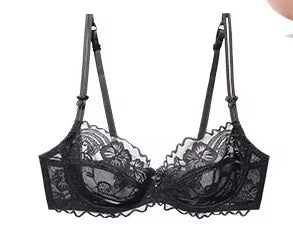 French Gathering Lace Bra Set | Seamless Purple & White Duo