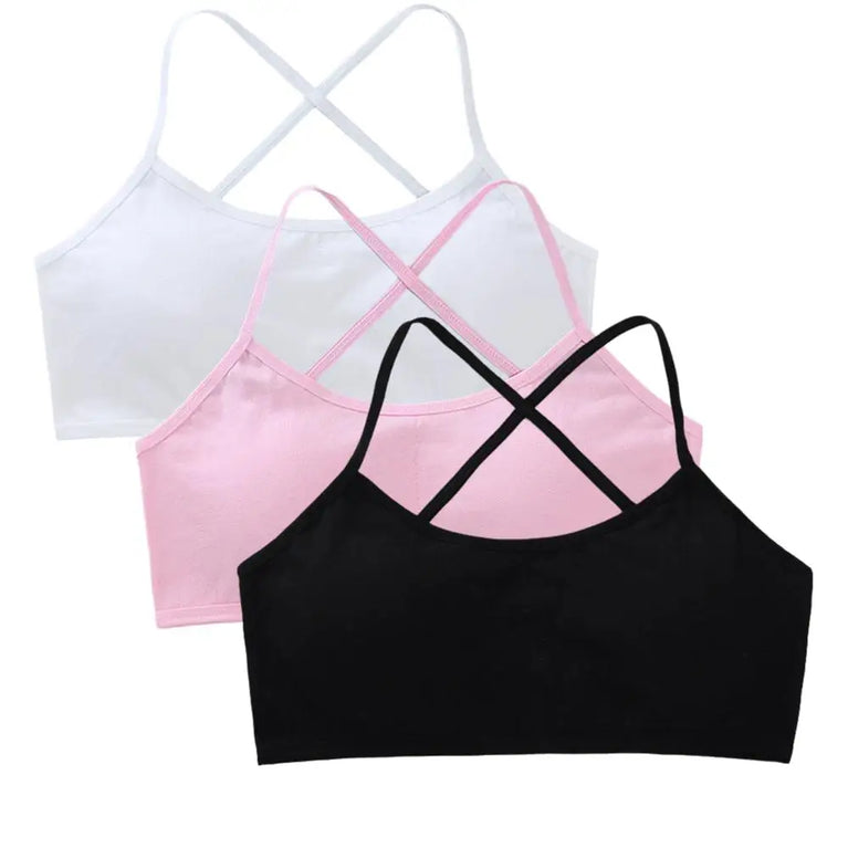 3-Pack Cotton Training Bras | Soft Teen First Camisole