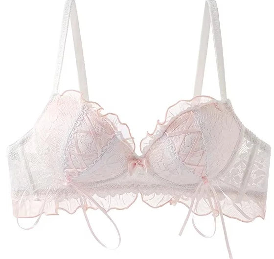 French Butterfly Lace Bra Set | Wire-Free Push-Up Lingerie