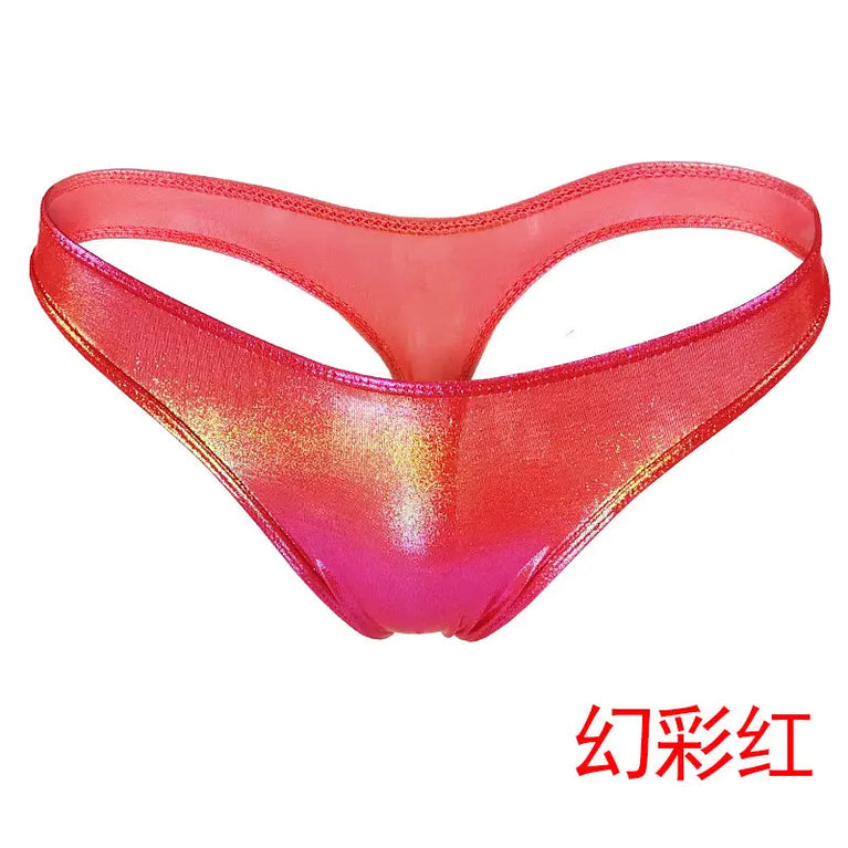 Glossy Gradient Bikini Thongs – Low-Rise Vibrant Swim & Beach G-Strings