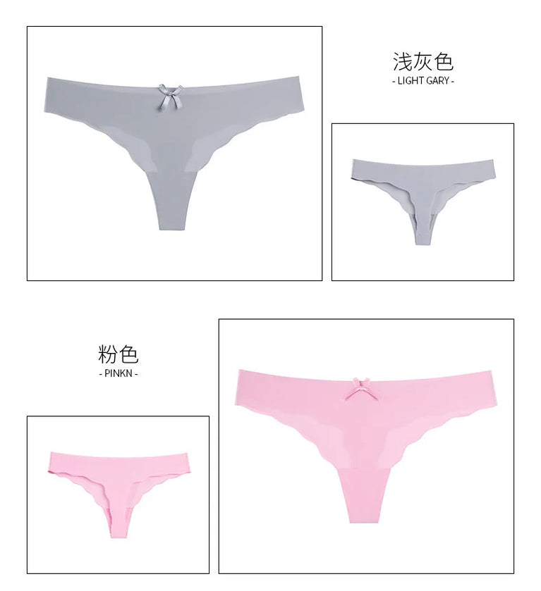 Seamless Low-Waist G-String Set | Leopard Pattern Cotton-Lined Thongs