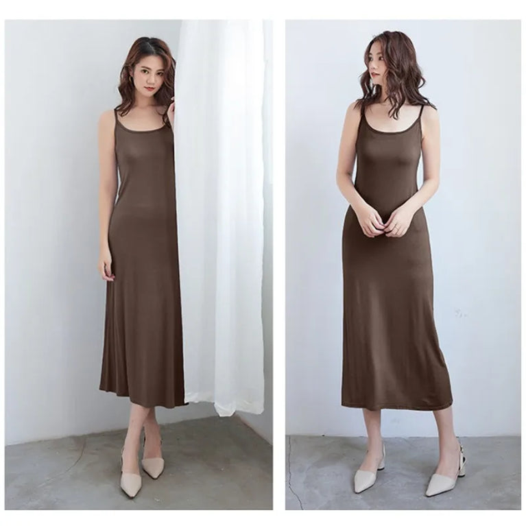 Elegant Modal Full Slip Dress Sleeveless Camisole Inner Dress