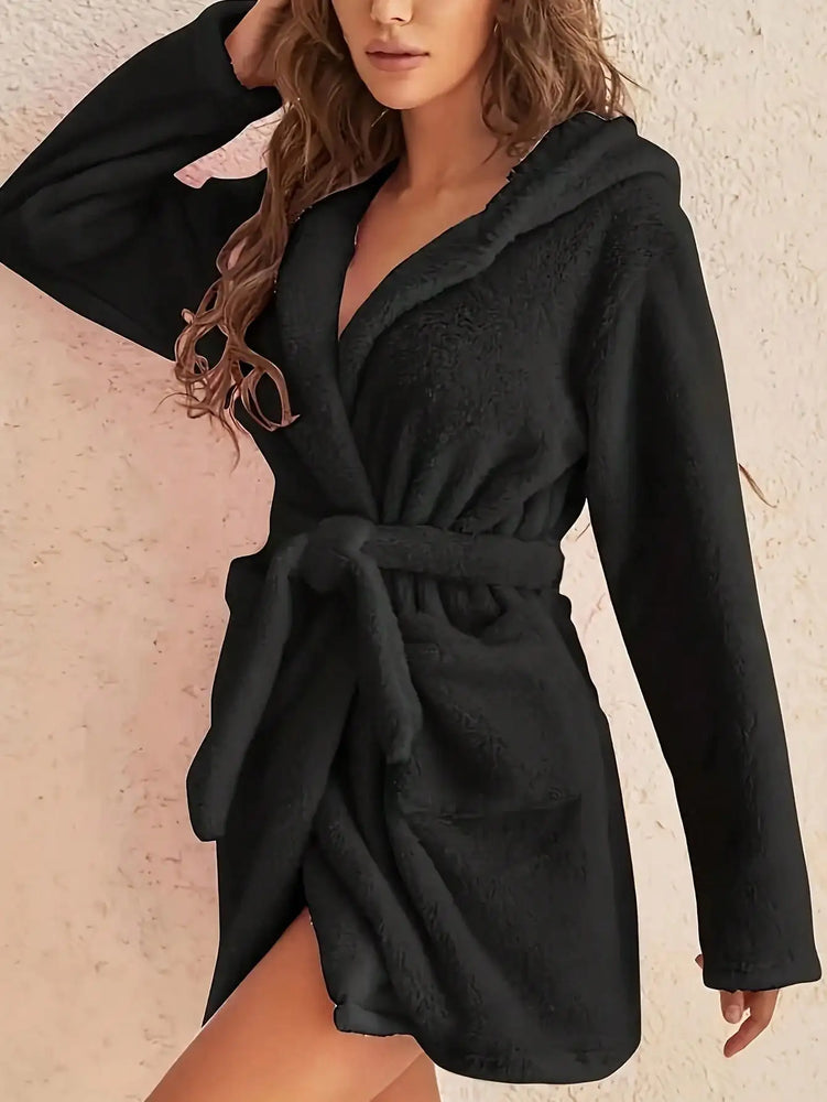Women’s Thick Hooded Fleece Robe | Cozy Winter Bathrobe