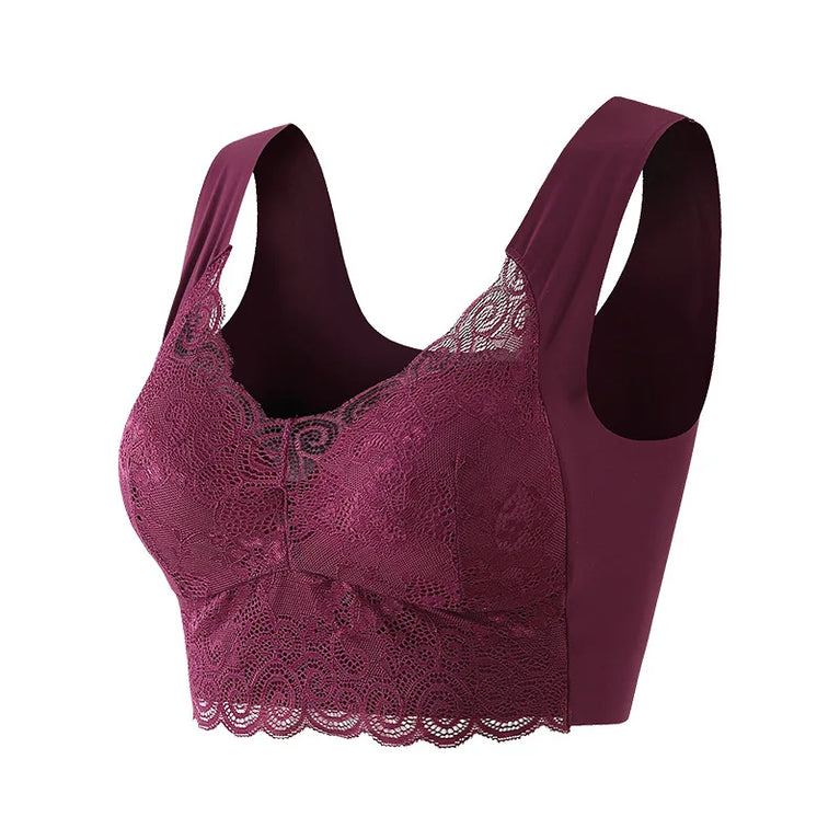 Seamless Lace Bra | Wireless Full-Cup Push-Up