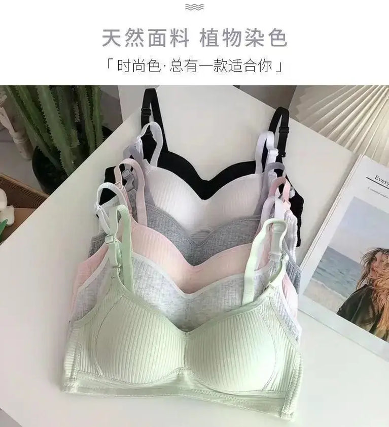 Seamless Cotton V-Neck Bralette | Wireless Summer Push-Up