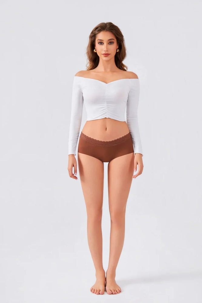 Floral Briefs (5-Pack) – Mid-Rise Breathable Lace-Trimmed Panties