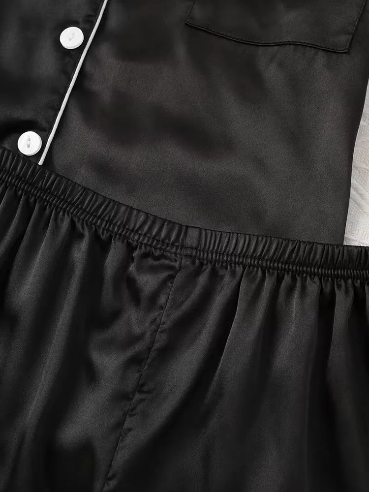 Luxury Satin Pajama Set | Button-Down Short Sleeve & Shorts