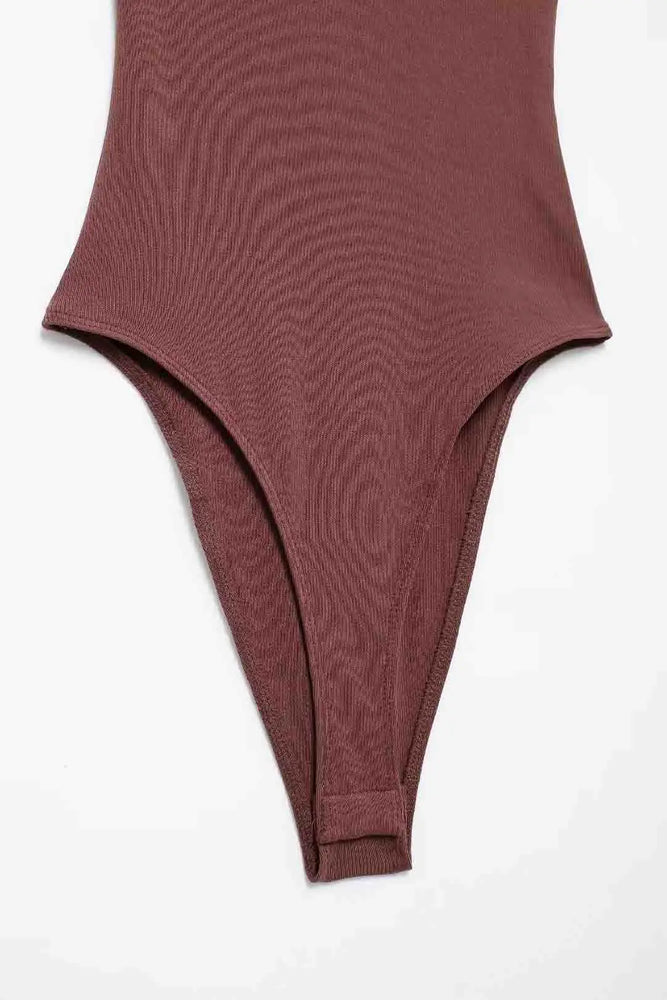 Ribbed Backless Bodysuit | Sexy O-Neck Snap Playsuit