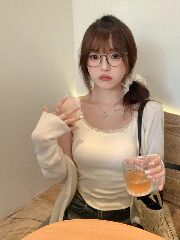 Asymmetric Lace Crop Top | Sweet & Spicy Summer Cotton Vest